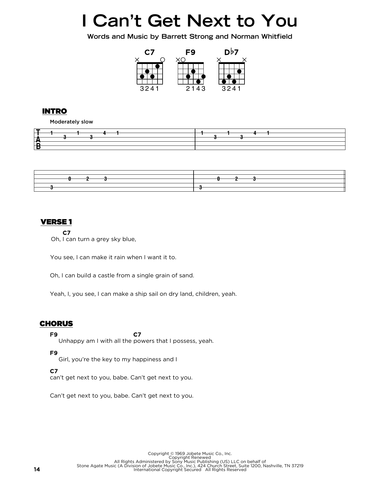 The Temptations I Can't Get Next To You sheet music notes and chords. Download Printable PDF.