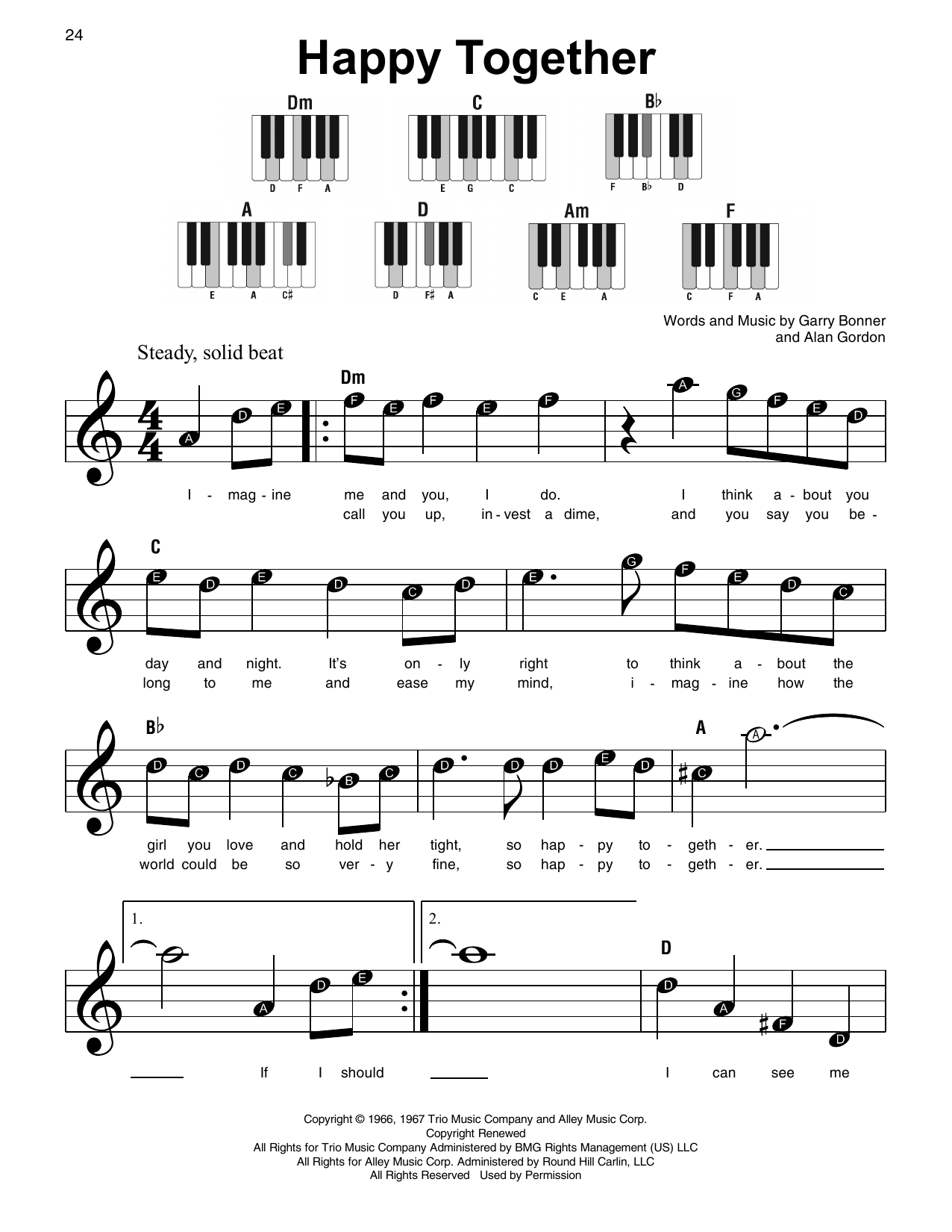 The Turtles Happy Together sheet music notes and chords. Download Printable PDF.