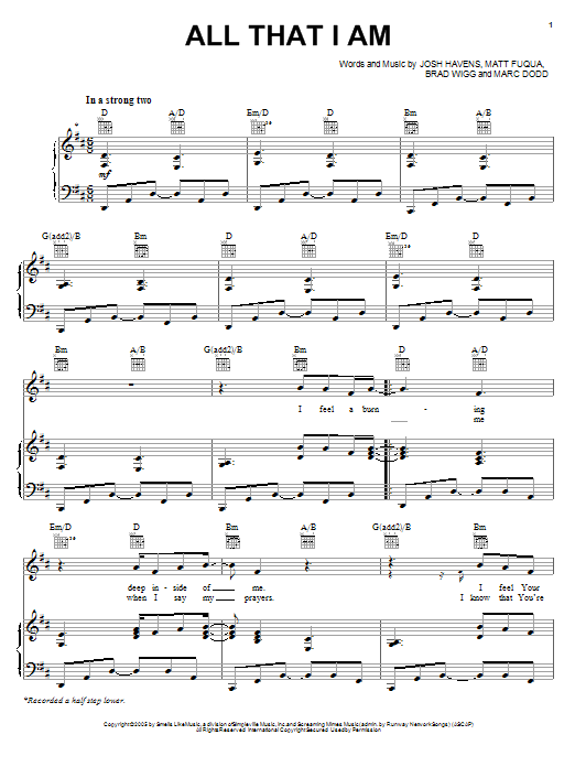 The Afters All That I Am sheet music notes and chords. Download Printable PDF.