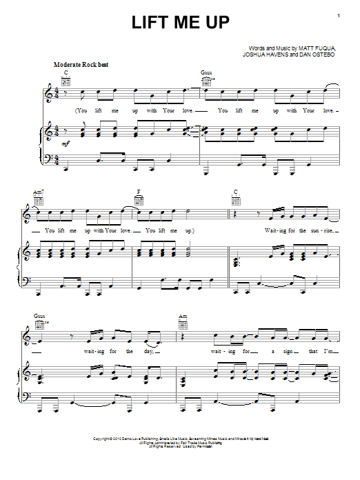 The Afters Lift Me Up sheet music notes and chords. Download Printable PDF.