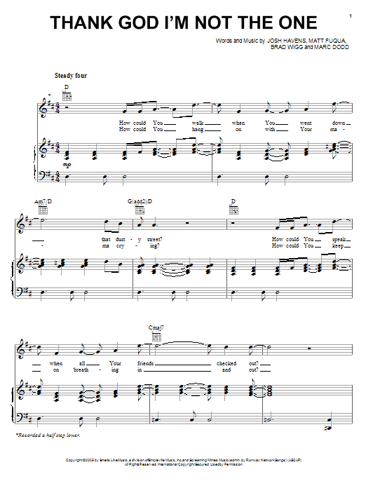 The Afters Thank God I'm Not The One sheet music notes and chords. Download Printable PDF.