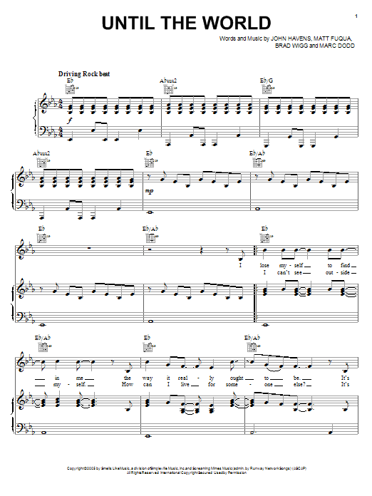 The Afters Until The World sheet music notes and chords. Download Printable PDF.