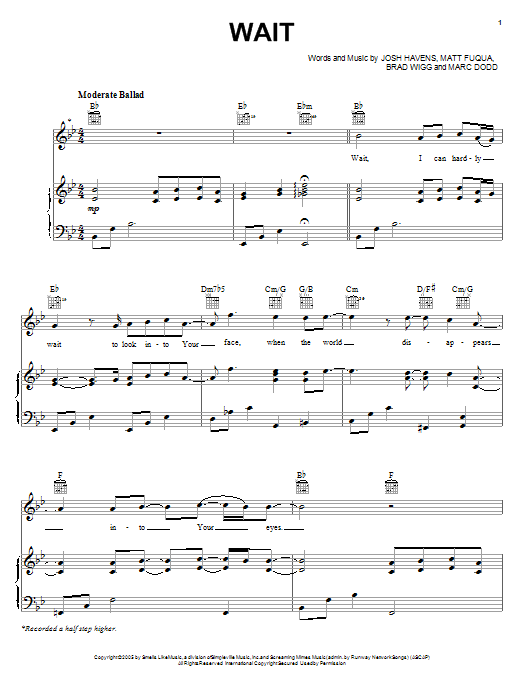 The Afters Wait sheet music notes and chords. Download Printable PDF.