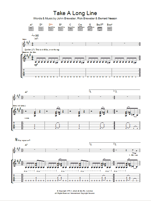 Learn to play The Angels Take A Long Line sheet music for Guitar Tab in minutes. Price: 7.8900$ The Angels Take A Long Line sheet music notes and chords arranged for Guitar Tab