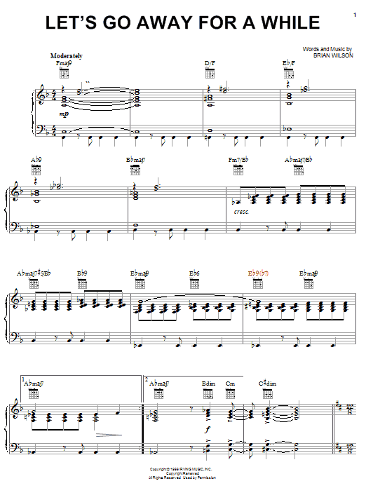 Learn to play The Beach Boys Let's Go Away For A While sheet music for Piano, Vocal & Guitar (Right-Hand Melody) in minutes. Price: 7.7900$ The Beach Boys Let's Go Away For A While sheet music notes and chords. Download Printable PDF.