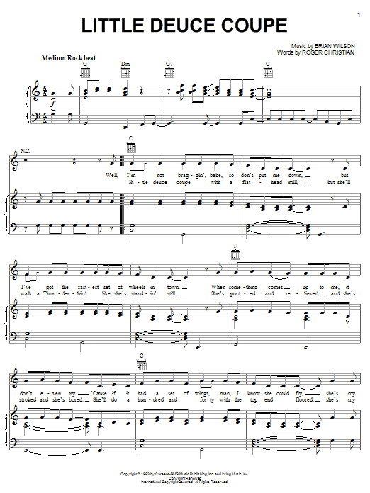 The Beach Boys Little Deuce Coupe sheet music notes and chords. Download Printable PDF.