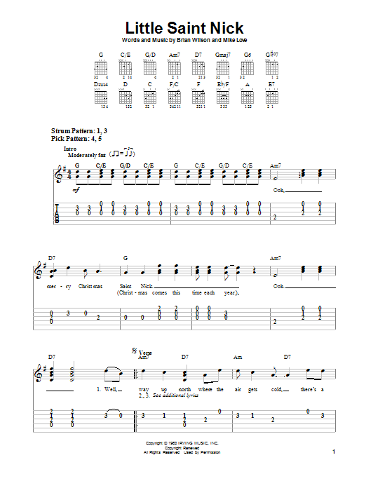 The Beach Boys Little Saint Nick sheet music notes and chords. Download Printable PDF.