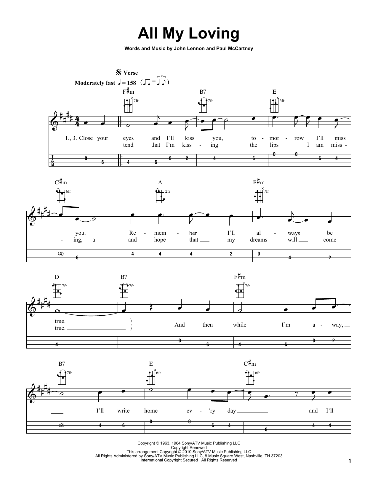 Learn to play The Beatles All My Loving (arr. Bobby Westfall) sheet music for Mandolin in minutes. Price: 6.9900$ The Beatles All My Loving (arr. Bobby Westfall) sheet music notes and chords arranged for Mandolin