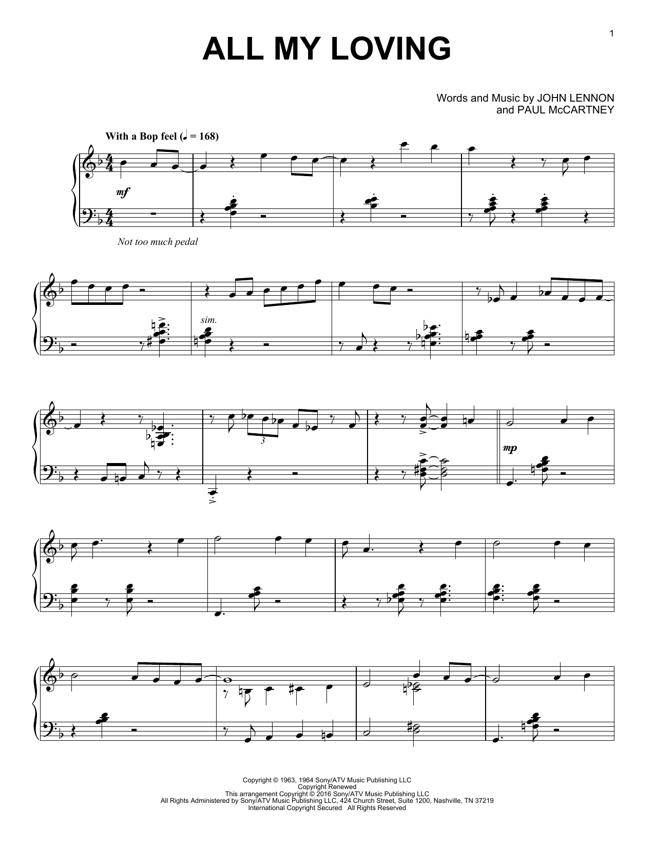 The Beatles "All My Loving [Jazz version]" Sheet Music PDF Notes, Chords | Score Book – Melody, Lyrics & Chords Download Printable. SKU: 436226