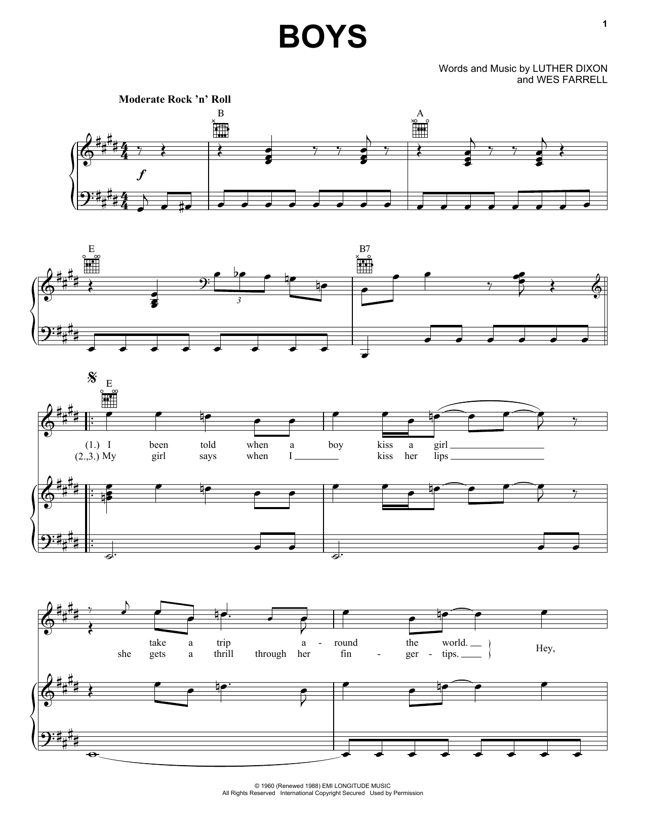 The Beatles Boys sheet music notes and chords. Download Printable PDF.