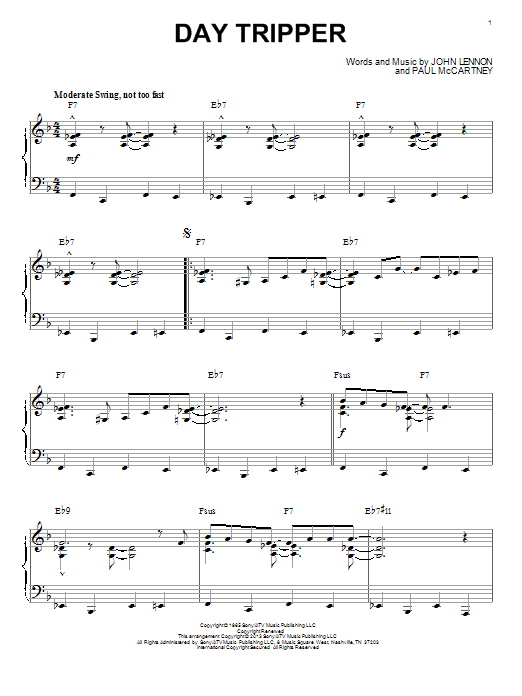 The Beatles Day Tripper Jazz Version Arr Brent Edstrom Sheet Music Pdf Notes Chords Pop Score Piano Solo Download Printable Sku 150670