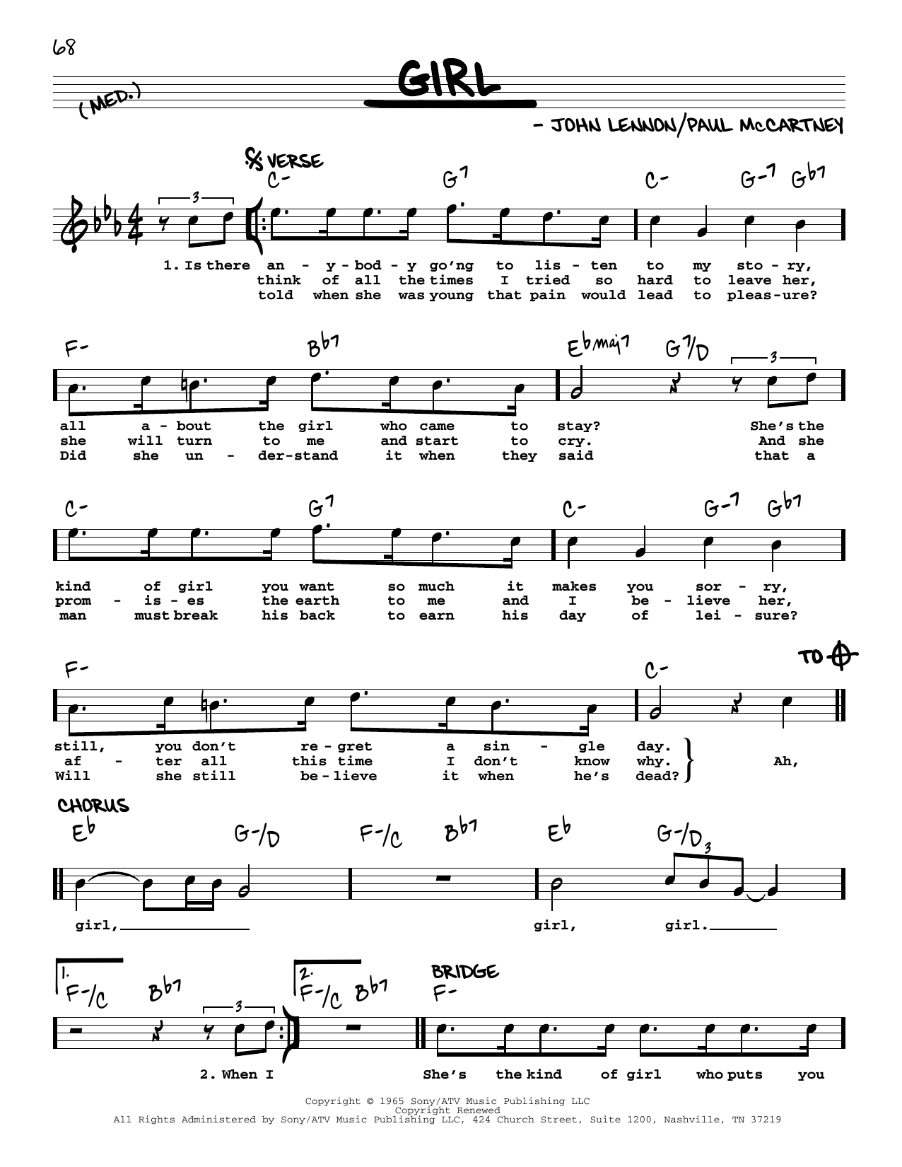 The Beatles Girl Jazz Version Sheet Music PDF Notes Chords Pop 