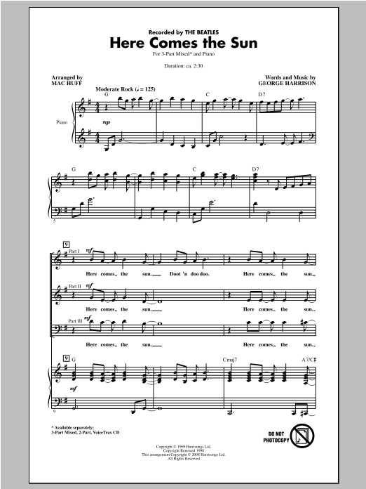 The Beatles Here Comes The Sun (arr. Mac Huff) sheet music notes and chords. Download Printable PDF.