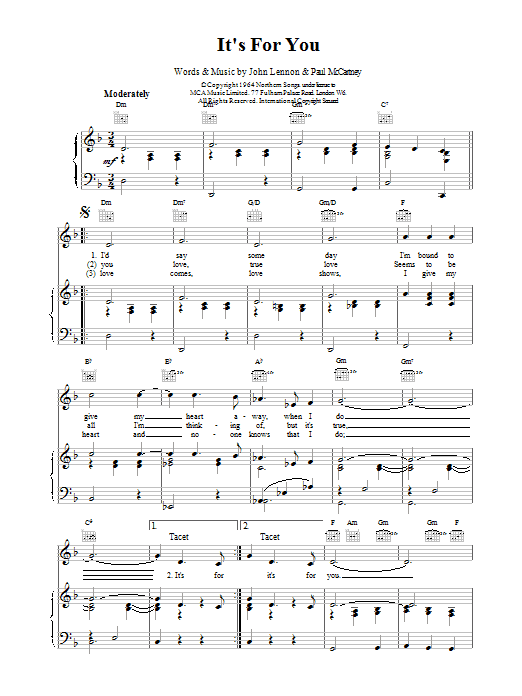 The Beatles It's For You sheet music notes and chords. Download Printable PDF.