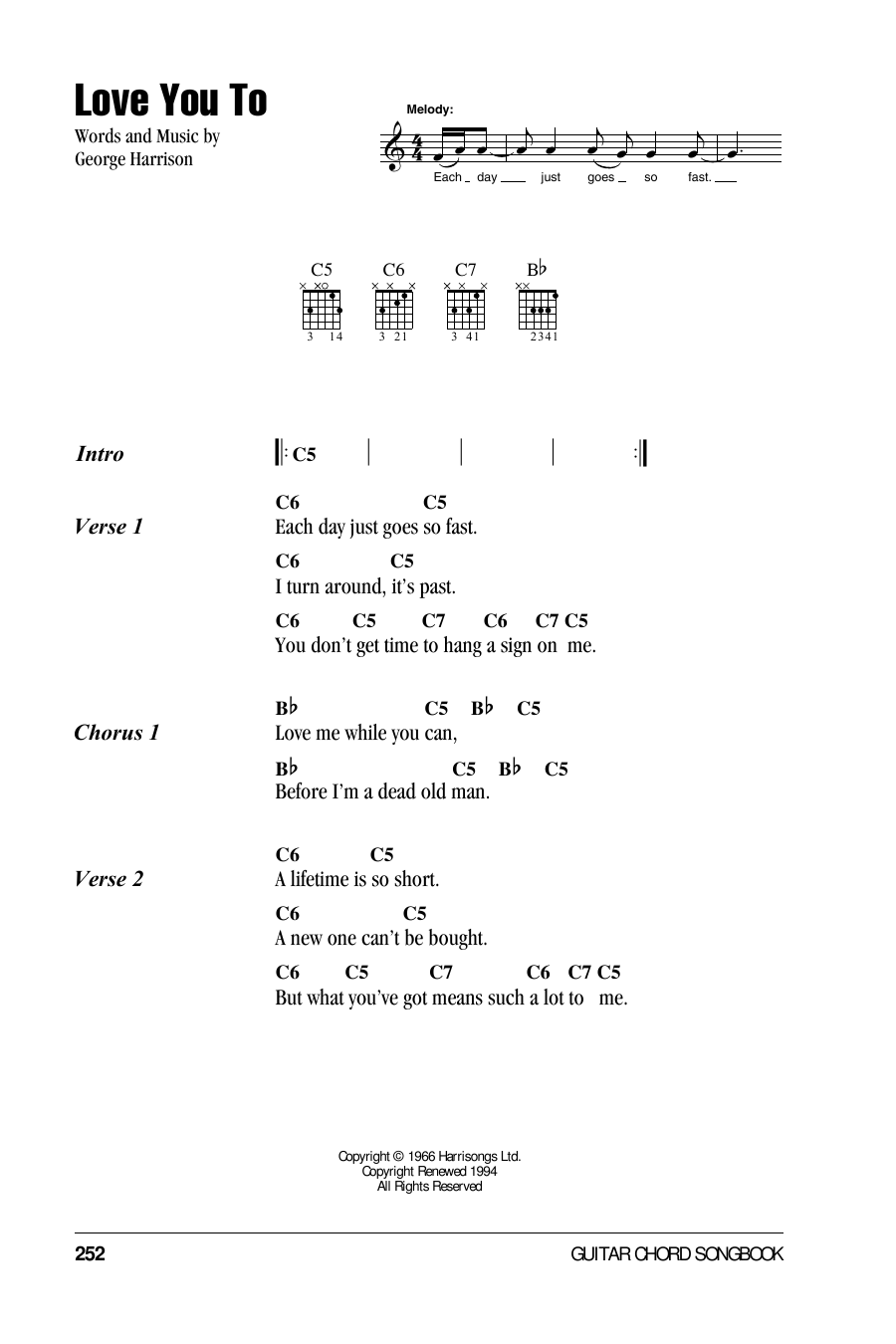 The Beatles Love You To sheet music notes and chords. Download Printable PDF.