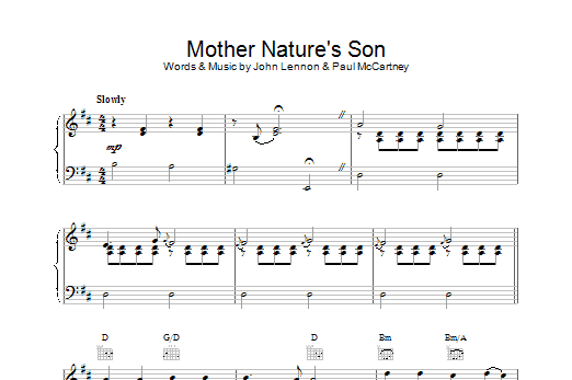 The Beatles Mother Nature's Son sheet music notes and chords. Download Printable PDF.