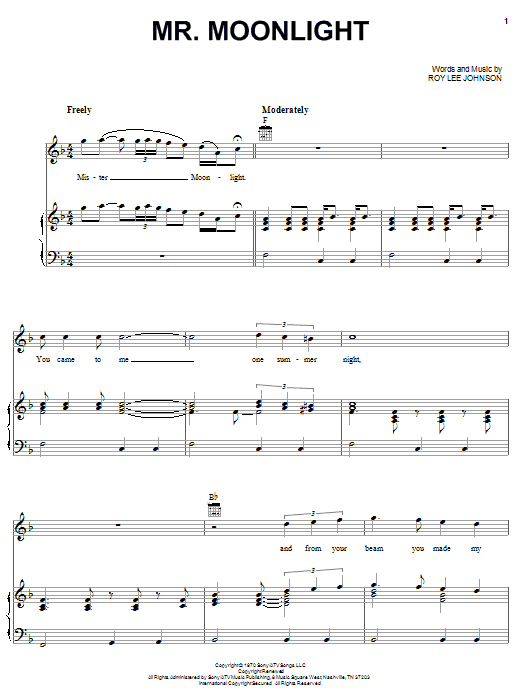 The Beatles Mr. Moonlight sheet music notes and chords. Download Printable PDF.