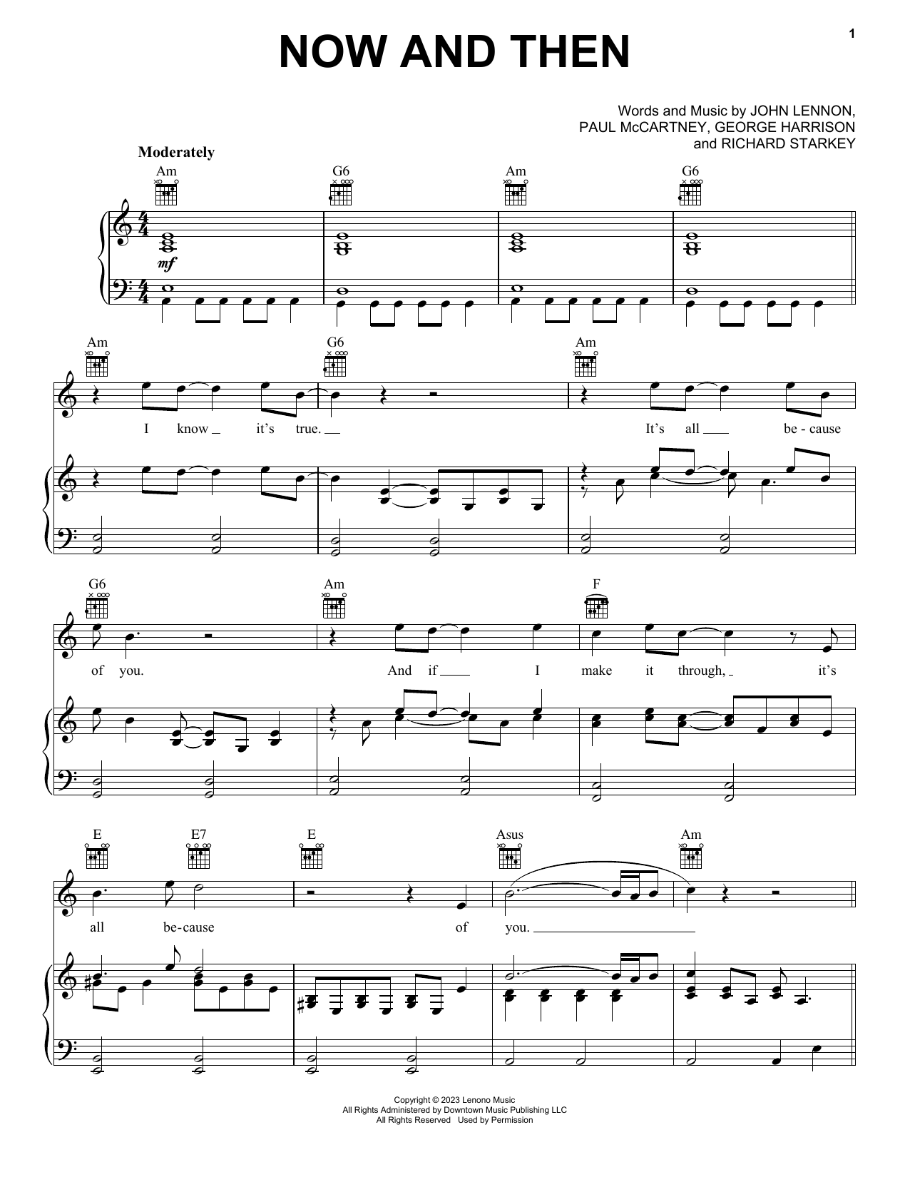 The Beatles Now And Then sheet music notes and chords. Download Printable PDF.