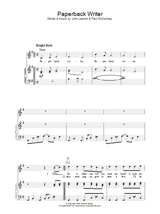 Learn to play The Beatles Paperback Writer sheet music for Guitar Tab (Single Guitar) in minutes. The Beatles Paperback Writer sheet music notes and chords. Download Printable PDF.