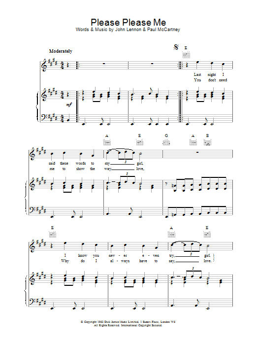 The Beatles Please Please Me sheet music notes and chords. Download Printable PDF.
