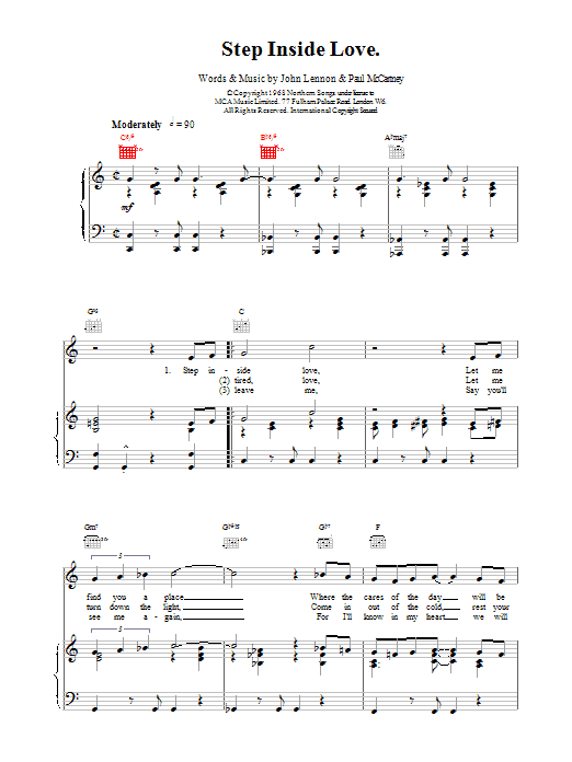 The Beatles Step Inside Love sheet music notes and chords. Download Printable PDF.