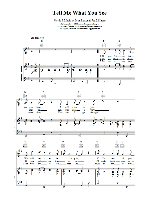 Learn to play The Beatles Tell Me What You See sheet music for Guitar Tab in minutes. Price: 7.8900$ The Beatles Tell Me What You See sheet music notes and chords arranged for Guitar Tab