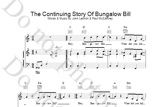 The Beatles The Continuing Story Of Bungalow Bill sheet music notes and chords. Download Printable PDF.