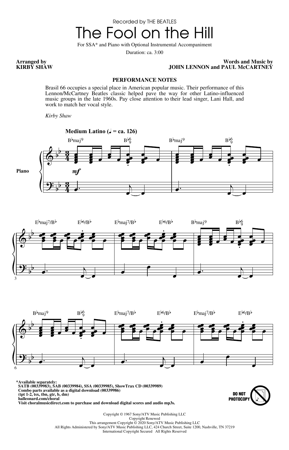 Learn to play The Beatles The Fool On The Hill (arr. Kirby Shaw) sheet music for SATB Choir in minutes. Price: 3.9900$ The Beatles The Fool On The Hill (arr. Kirby Shaw) sheet music notes and chords arranged for SATB Choir