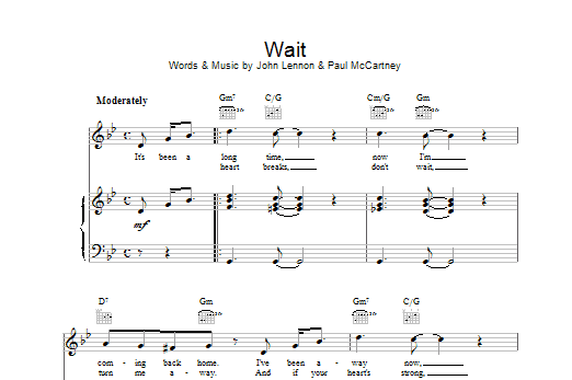 The Beatles Wait sheet music notes and chords. Download Printable PDF.