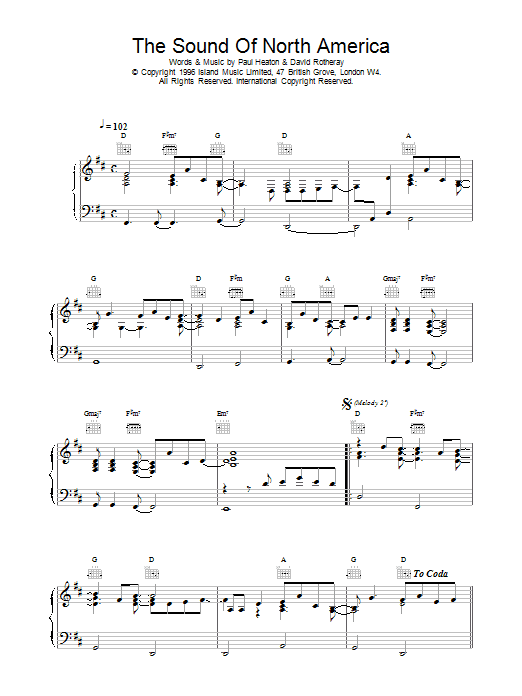 Learn to play The Beautiful South The Sound Of North America sheet music for Piano, Vocal & Guitar (Right-Hand Melody) in minutes. The Beautiful South The Sound Of North America sheet music notes and chords
