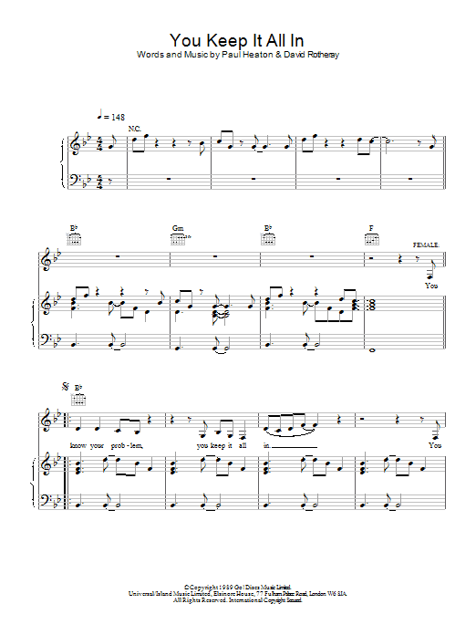 Learn to play The Beautiful South You Keep It All In sheet music for Piano, Vocal & Guitar in minutes. Price: 7.8900$ The Beautiful South You Keep It All In sheet music notes and chords. Download Printable PDF.