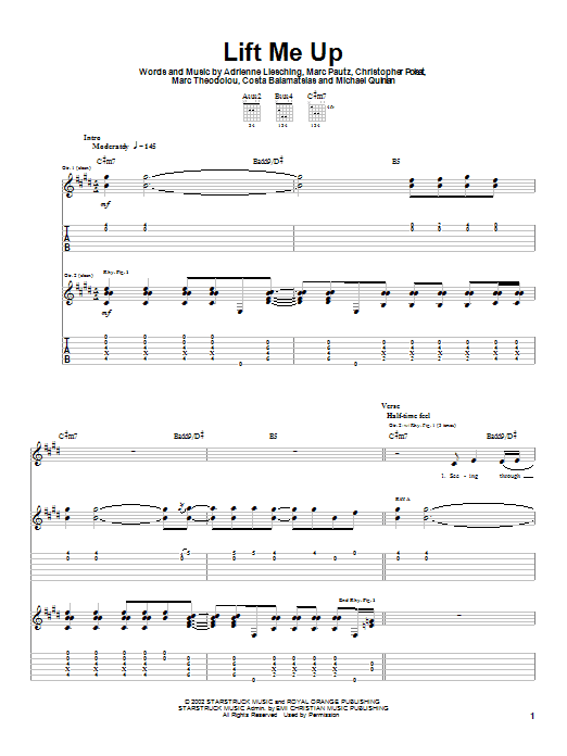 Learn to play The Benjamin Gate Lift Me Up sheet music for Guitar Tab in minutes. Price: 7.8900$ The Benjamin Gate Lift Me Up sheet music notes and chords. Download Printable PDF.