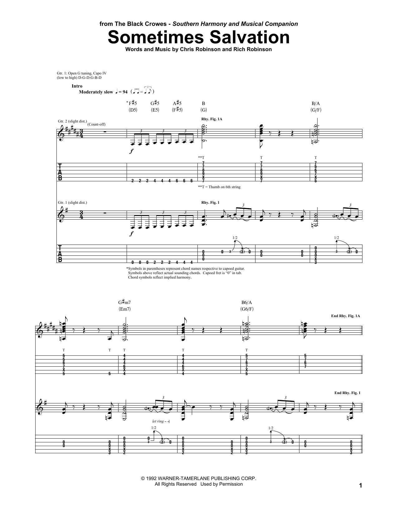 The Black Crowes Sometimes Salvation sheet music notes and chords. Download Printable PDF.