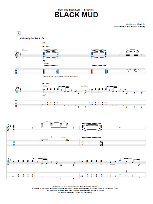 The Black Keys Black Mud sheet music notes and chords. Download Printable PDF.