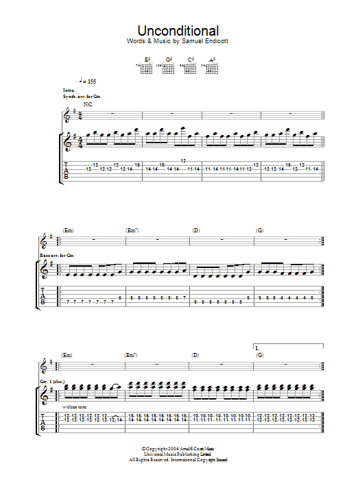 Learn to play The Bravery Unconditional sheet music for Guitar Chords/Lyrics in minutes. Price: 5.8900$ The Bravery Unconditional sheet music notes and chords. Download Printable PDF.