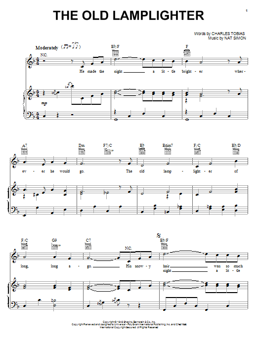 The Browns The Old Lamplighter sheet music notes and chords. Download Printable PDF.