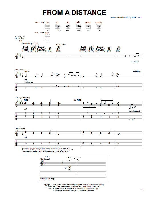 The Byrds From A Distance sheet music notes and chords. Download Printable PDF.