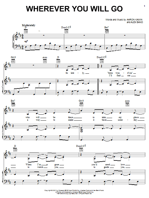 The Calling Wherever You Will Go sheet music notes and chords. Download Printable PDF.