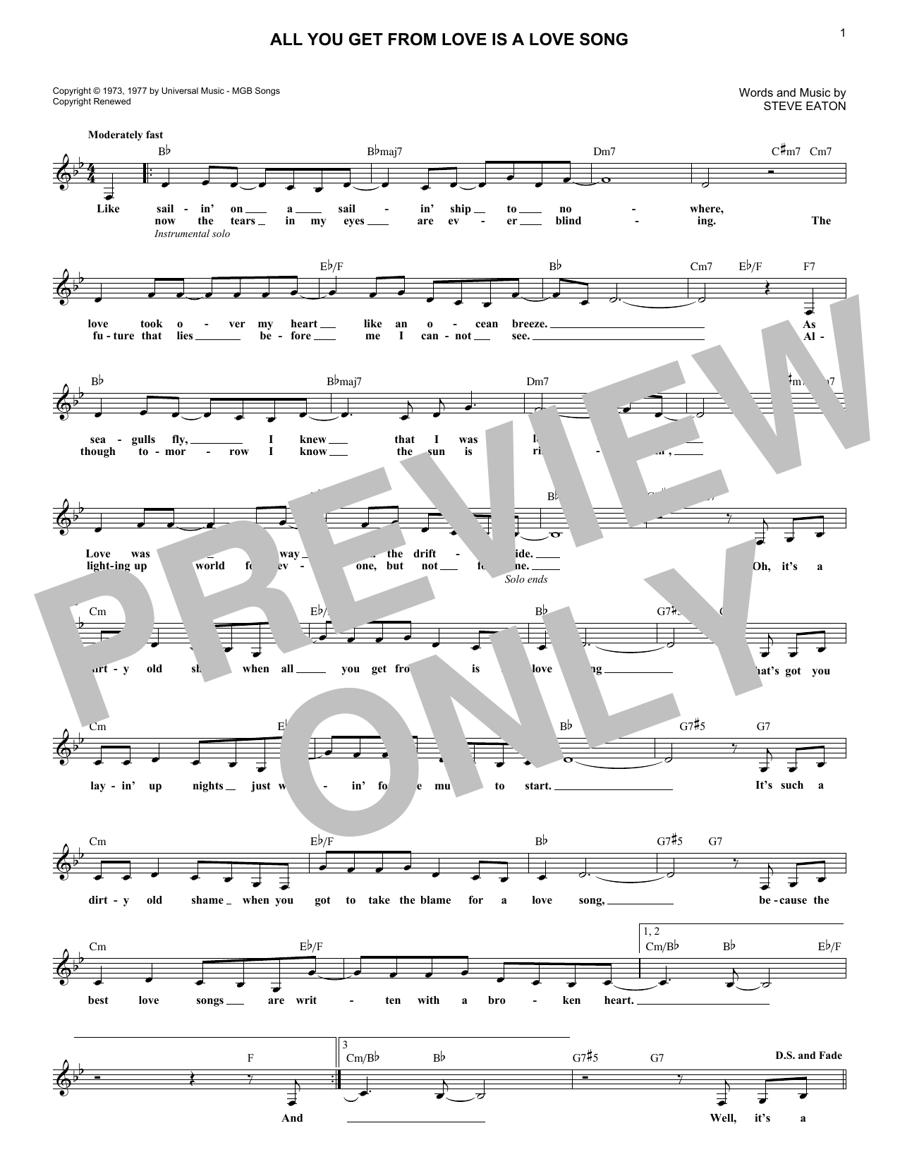 Download the carpenters all you get from love is a love song sheet