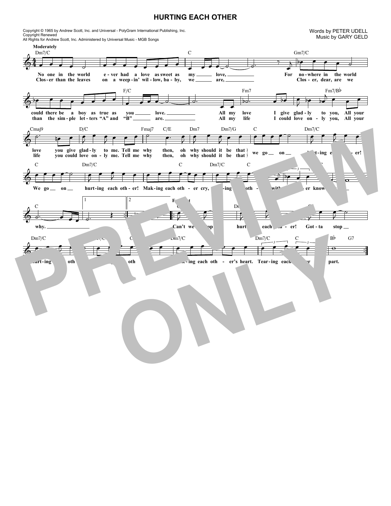 Carpenters Hurting Each Other sheet music notes and chords. Download Printable PDF.