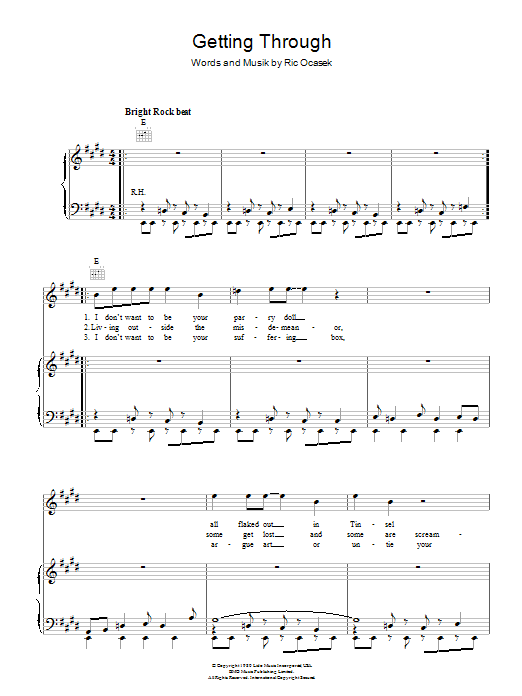 The Cars Getting Through sheet music notes and chords. Download Printable PDF.