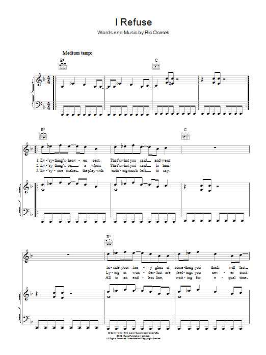 The Cars I Refuse sheet music notes and chords. Download Printable PDF.