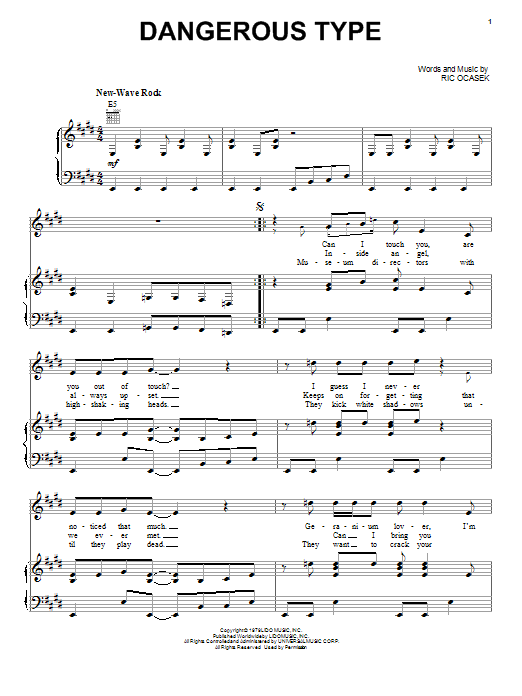 Learn to play The Cars The Dangerous Type sheet music for Guitar Tab in minutes. The Cars The Dangerous Type sheet music notes and chords. Download Printable PDF.