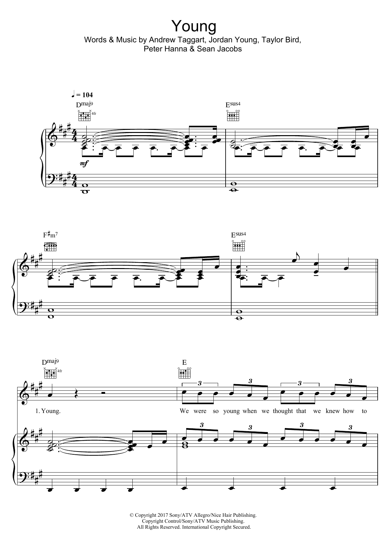 The Chainsmokers Young sheet music notes and chords. Download Printable PDF.