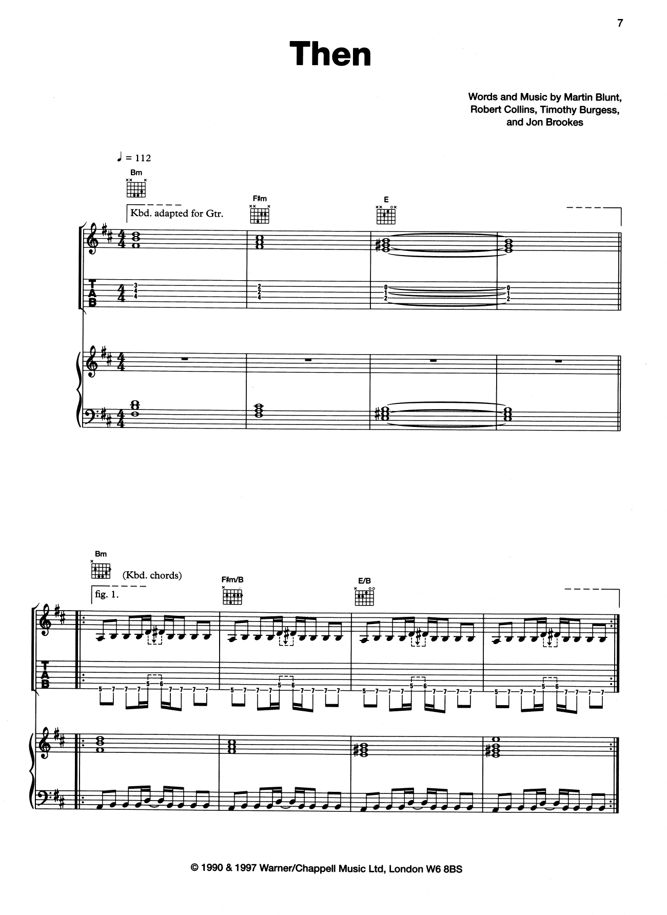 The Charlatans Then sheet music notes and chords arranged for Piano, Vocal & Guitar Chords (Right-Hand Melody)