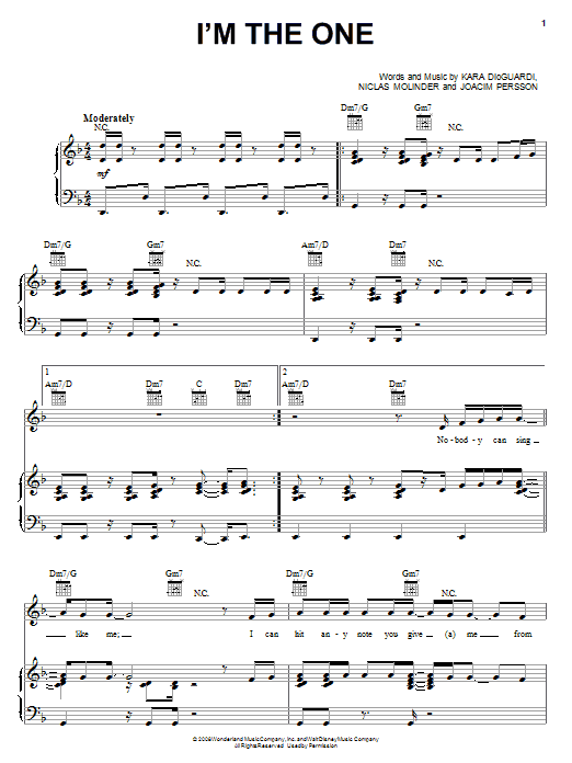 Learn to play The Cheetah Girls I'm The One sheet music for Piano, Vocal & Guitar (Right-Hand Melody) in minutes. The Cheetah Girls I'm The One sheet music notes and chords. Download Printable PDF.