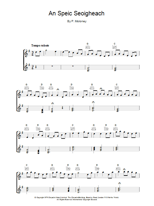 Learn to play The Chieftains An Speic Seoigheach sheet music for Piano, Vocal & Guitar (Right-Hand Melody) in minutes. Price: 7.8900$ The Chieftains An Speic Seoigheach sheet music notes and chords. Download Printable PDF.