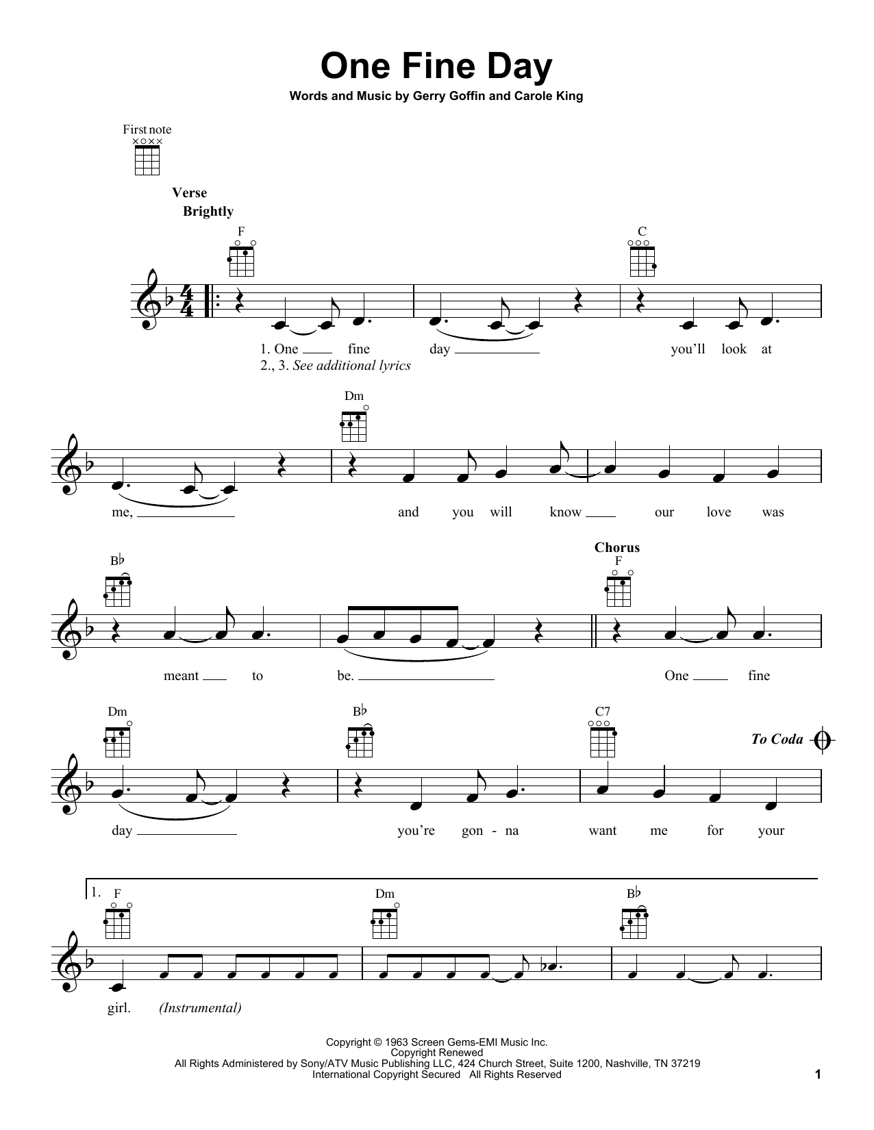 The Chiffons One Fine Day sheet music notes and chords. Download Printable PDF.