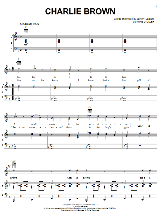 The Coasters Charlie Brown sheet music for Piano, Vocal & Guitar (Right-Hand Melody) in minutes. Price: 7.8900$ The Coasters Charlie Brown sheet music notes and chords. Download Printable PDF.