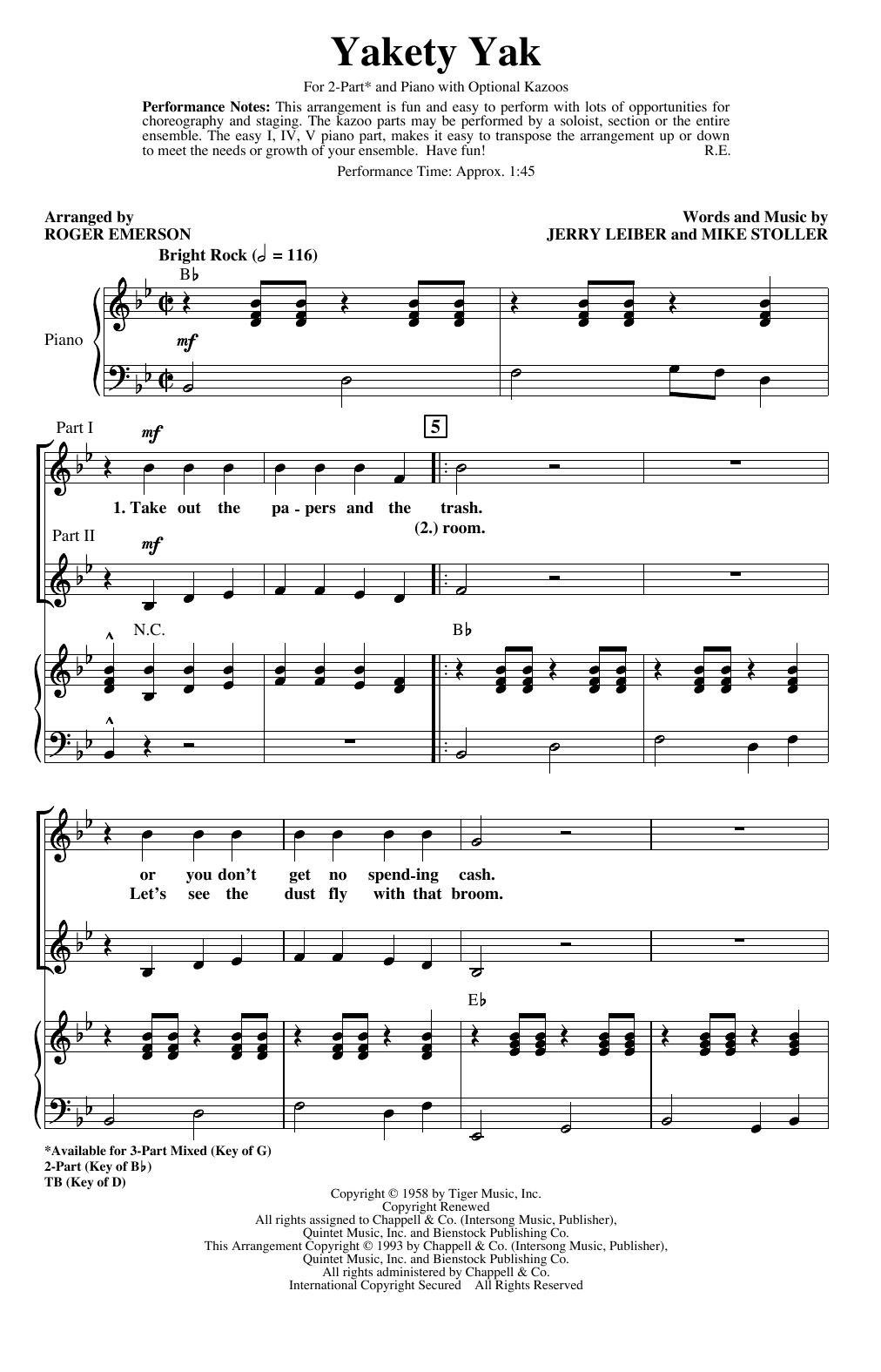 Learn to play The Coasters Yakety Yak (arr. Roger Emerson) sheet music for TB Choir in minutes. Price: 3.9900$ The Coasters Yakety Yak (arr. Roger Emerson) sheet music notes and chords arranged for TB Choir